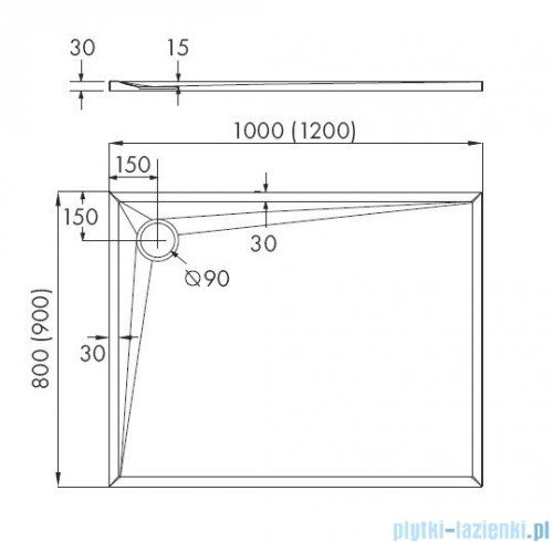 Schedpol Etrusco brodzik prostokątny 100x80x3cm 3.465