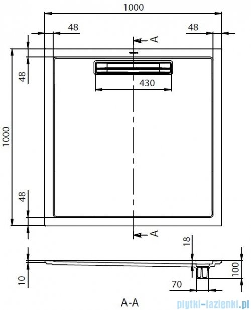 Villeroy&amp;Boch Squaro Brodzik Kwadratowy 100x100   UDQ1010SQR1V-01