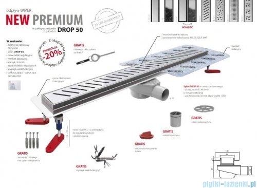 Wiper New Premium Tivano Odpływ liniowy z kołnierzem 120 cm syfon drop 50 szlif 500.0167.02.120