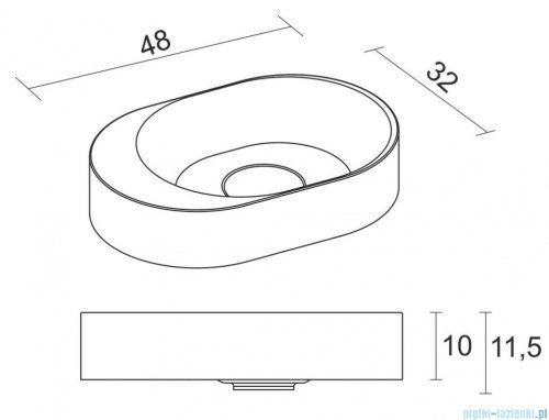 Riho Limited Valor Bowl umywalka owalna nablatowa z półką na baterię 48x32x10 cm BIAŁY MAT W028001105