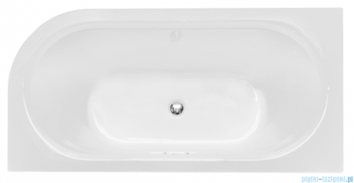 Besco Avita A-line 170x75cm wanna wolnostojąca przyścienna lewa akrylowa + syfon klik-klak biały z przelewem slim #WAA-170ALBS