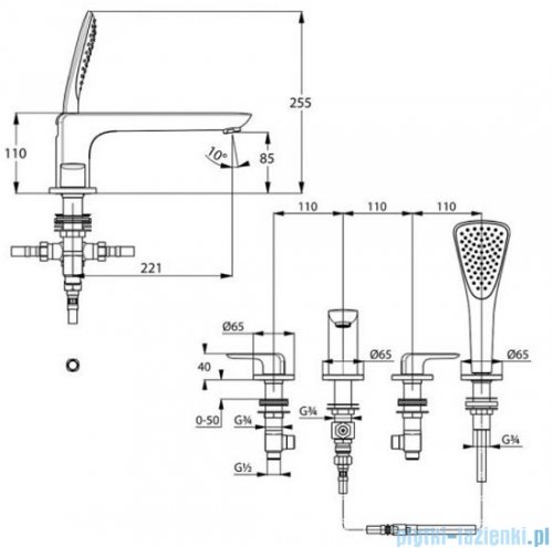 Kludi AMEO Bateria wannowa 4-otworowa chrom 414240575