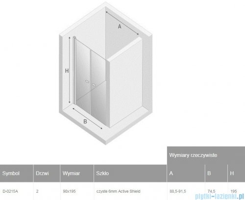 New Trendy New Soleo Black drzwi wnękowe dwuskrzydłowe 90x195 cm przejrzyste D-0215A