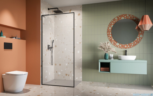 Radaway Modo F SL Black II kabina Walk-in 110x201,6cm lewa Czarna szkło przejrzyste 10419114-54-01L