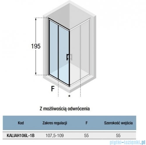 Novellini Kali AH kabina kwadratowa 110x110 profile czarne KALIAH106L-1H/KALIAH106L-1H