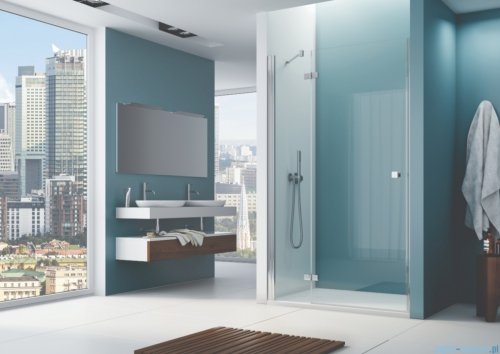 Ronal ANNEA AN13 Drzwi jednoczęściowe ze ścianką stałą w linii 90x200cm lewe srebrny połysk AN13G09005007