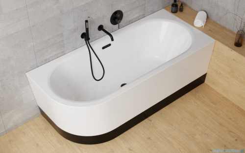 Besco Avita A-line 170x75cm wanna wolnostojąca przyścienna prawa akrylowa + syfon klik-klak złoty z przelewem slim #WAA-170APZS