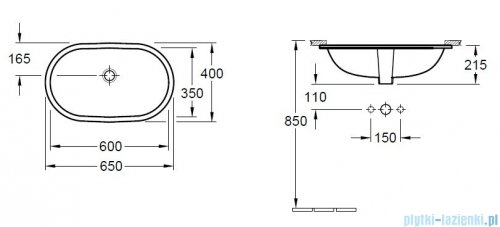 Villeroy&amp;Boch O.novo Umywalka podblatowa  600x350    41626001
