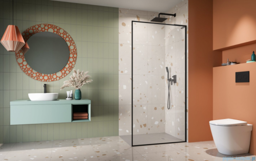 Radaway Modo F SL Black II kabina Walk-in 110x201,6cm prawa Czarna szkło przejrzyste 10419114-54-01R