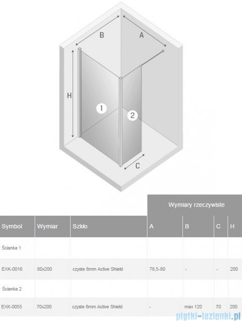 New Trendy New Modus kabina Walk-In 80x70x200 cm przejrzyste EXK-0016/EXK-0055