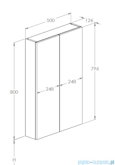 Roca Extra Kolumna łazienkowa niska z 2 drzwiami slim 80x50x12  ORZECH LINCOLN A857960540