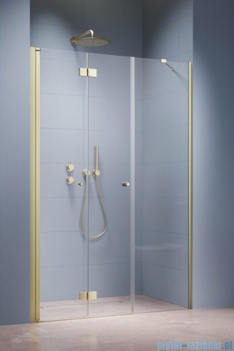 Radaway Nes Brushed Light Gold DWSB Drzwi wnękowe 110cm W1  lewe szczotkowane jasne złoto szkło przejrzyste 10044850-98-01L/10045250-01-01