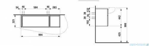 Laufen ILBAGNOALESSI szafka pod umywalkę 99x32cm BIAŁY MAT H4304310972601