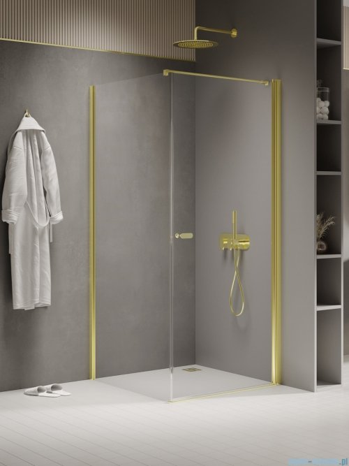 New Trendy New Soleo Light Gold 70x110x195 cm kabina wspornik prosty złoty połysk/szkło przejrzyste K-1831-WP