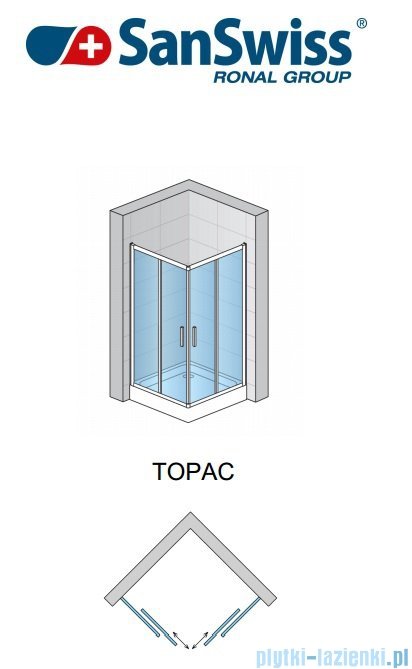 SanSwiss Top-Line TOPAC Wejście narożne 75cm profil połysk Lewe TOPG07505007