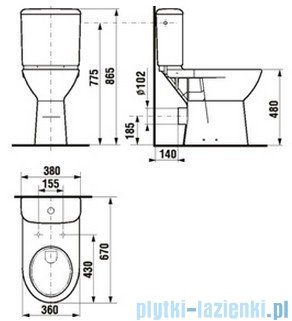 Roca Dostępna Łazienka Miska Wc o wysokości 48cm do kompaktu A342236000