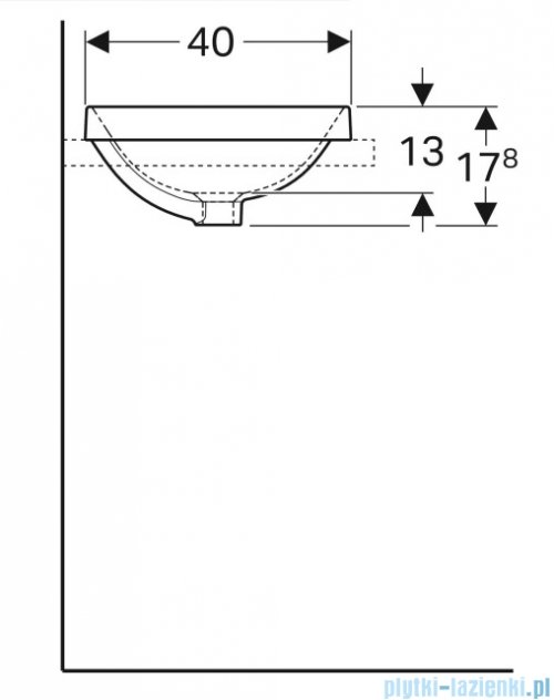 Geberit VariForm Umywalka prostokątna z przelewem szkliwiony spód 55x40 cm KeraTect 500.737.00.2