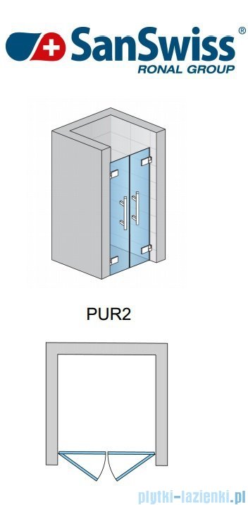 SanSwiss Pur PUR2 Drzwi 2-częściowe wymiar specjalny profil chrom szkło Durlux 200 PUR2SM11022