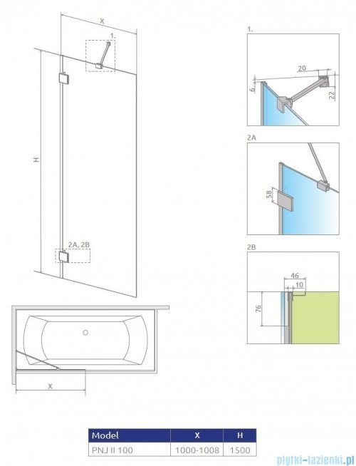 Radaway Essenza Pro white Pnj II parawan nawannowy 100cm L/P przejrzyste 10101100-04-01