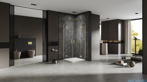 New Trendy Nesta Light Gold kabina 120x100x200 cm drzwi podwójne złoty połysk/szkło przejrzyste K-4572