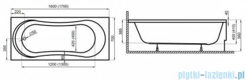Polimat Gracja wanna prostokątna 170x70 00578