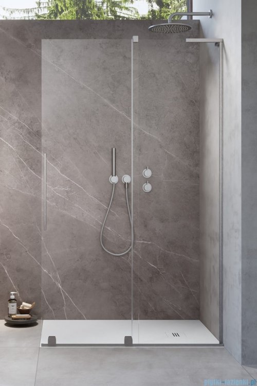 Radaway Furo SL Brushed Nickel kabina Walk-in 90x200cm prawa szczotkowany nikiel 10306488-91-01R/10110444-01-01