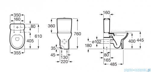Roca Victoria zbiornik do kompaktu dopływ z boku A341V00000