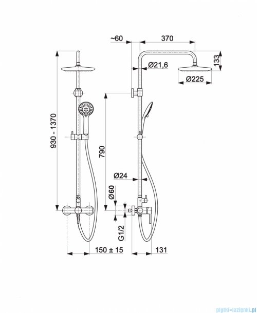KFA MOZA BRUSHED GOLD deszczownia z baterią natryskową złoty szczotkowany 5036-910-31
