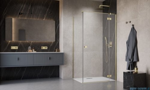 Radaway Essenza Kdj Brushed Gold kabina 80x80cm prawa szczotkowane złoto 1385043-99-01R/1384051-01-01