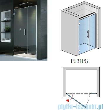 SanSwiss PUR PU31P drzwi z profilem lewe 120x200cm pas satynowy PU31PG1201051