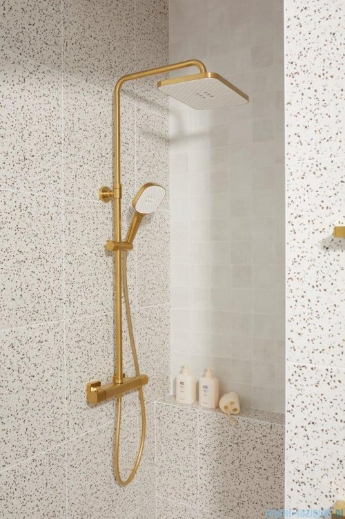 KFA MALAGA BRUSHED LIGHT GOLD deszczownia z baterią termostatyczną złoty szczotkowany 5756-910-31
