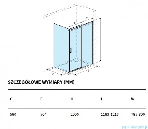 Excellent Rols kabina prostokątna 120x80 cm przejrzysta CZARNY MAT KAEX.2616.K.1200.0800.BL 