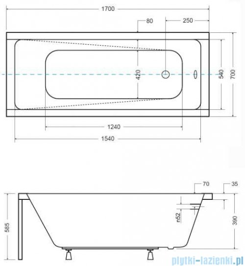 Besco Modern 170x70cm wanna prostokątna + obudowa CZARNY mat + syfon CZARNY #WAM-170-MO/#OAP-170UNIC/19977