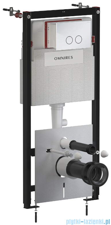 Omnires Eco Flush Set Strongframe stelaż podtynkowy do WC z eco spłukiwaniem + STEEL-R45 przycisk spłukujący chrom połysk ze stali nierdzewnej STFWCECO1R45-RCR