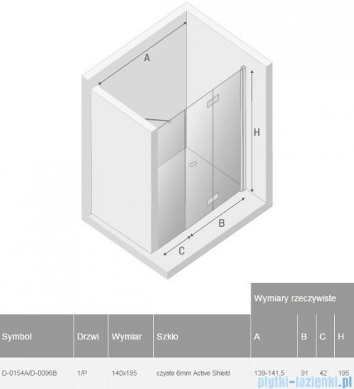 New Trendy New Soleo Plus drzwi wnękowe bifold 140x195 cm przejrzyste Prawe D-0154A/D-0096B