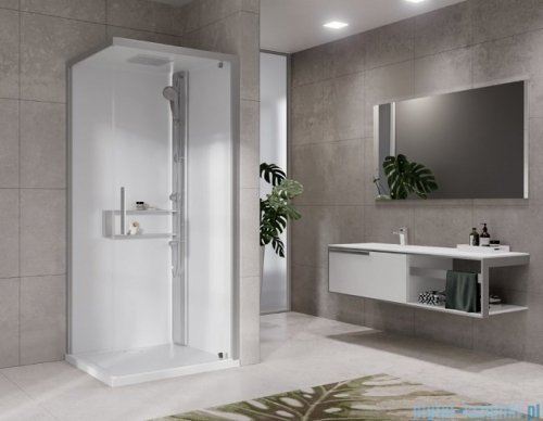 Novellini Glax 2 2.0 kabina z hydromasażem 80x80 prawa srebrna G22GF80DT1-1BB