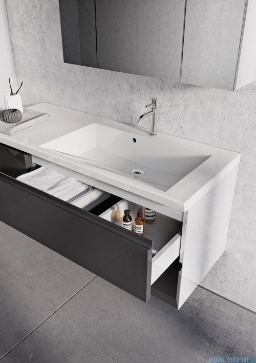 Oristo Brylant szafka z umywalką prawa 125x50x48cm grafit/biały OR36-SD2S-85-5/OR36-SD2S-40-5/UME-BR-125-92-P