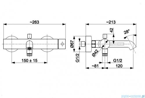 KFA MOZA ROSE GOLD bateria wannowa pozioma miedź szczotkowana 5034-020-34