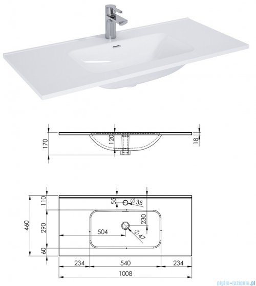 Elita Look szafka z umywalką 100x63x45cm stone matt 167599/145855