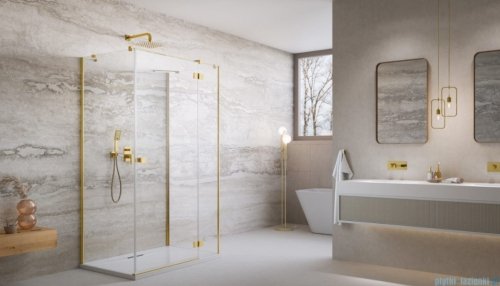 Radaway Essenza Gold Kdj+S kabina 100x100x100cm prawa złoty połysk szkło przejrzyste 1384052-01-01/1385022-09-01R/1384052-01-01
