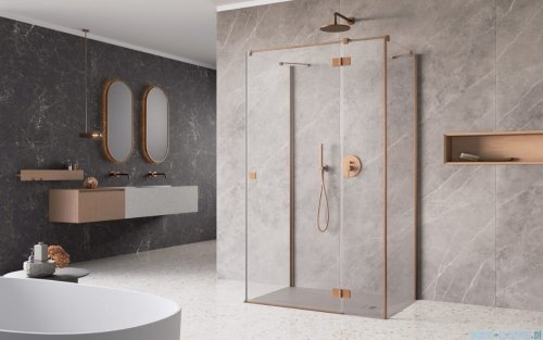 Radaway Essenza Brushed Copper Kdj+S kabina 100x80x100cm prawa szczotkowana miedź 1384052-01-01/1385021-93-01R/1384052-01-01
