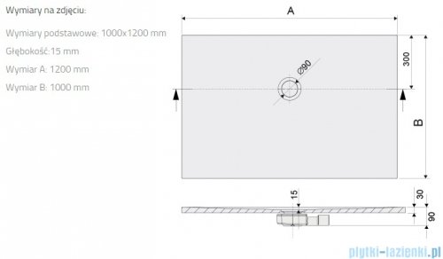 Sanplast Open Structure Mineral B-M/OPEN STR brodzik prostokątny 100x120x1,5 cm szary mleczny 645-440-0650-55-020