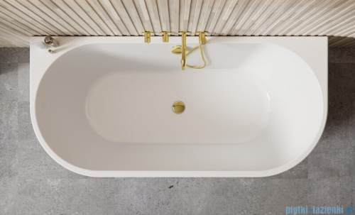 Besco Vica New wanna 160x80cm wolnostojąca przyścienna z odpływem klik-klak chrom z napełnieniem przez przelew #WAS-160VNN