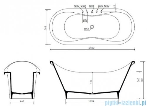 Sanitti Uno XL wanna wolnostojąca 182x77 + syfon klik-klak biała 11011100