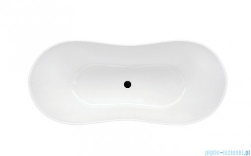 Besco Viya 160x70cm wanna wolnostojąca biało-czarna + syfon klik-klak chrom czyszczony od góry #WMD-160-VWC