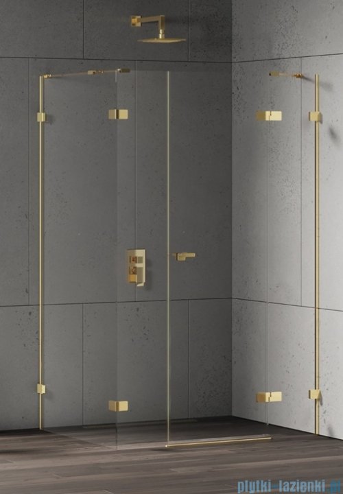 New Trendy Eventa Gold Shine kabina prysznicowa prostokątna 130x80x200 cm prawa przejrzyste Złoty połysk EXK-4777