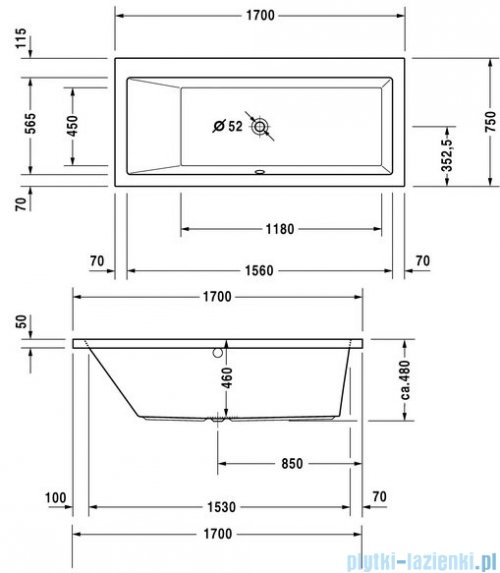 Duravit Vero Wanna prostokątna 170x75cm 700133 00 0 00 0000