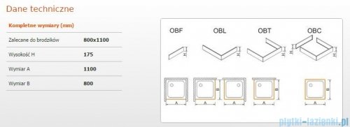 Sanplast Obudowa do brodzika OBL 80x110x17,5 cm 625-403-1340-01-000