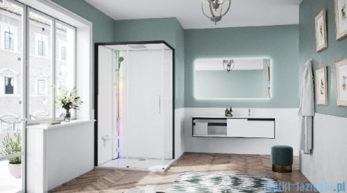 Novellini Glax 1 2.0 kabina z sauną parową 120x80 lewa czarna G212P129SM5-1HH