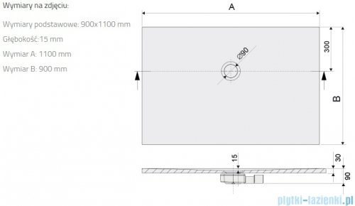 Sanplast Open Structure Mineral B-M/OPEN STR brodzik prostokątny 90x110x1,5 cm mat czerni 645-440-0540-59-020